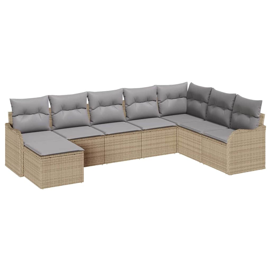 Tuin Sofa Set Met Kussen 8 Pcs Poly Riet beige en lichtgrijs zonder tafel