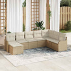Tuinbank set poly rattan 8 personen beige wit