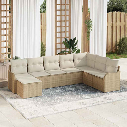 Tuin Sofa Set 8 st Beige en Wit poly rattan