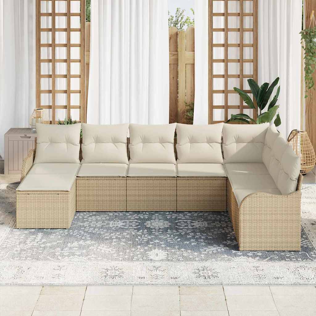 Tuin Sofa Set 8 st Beige en Wit poly rattan