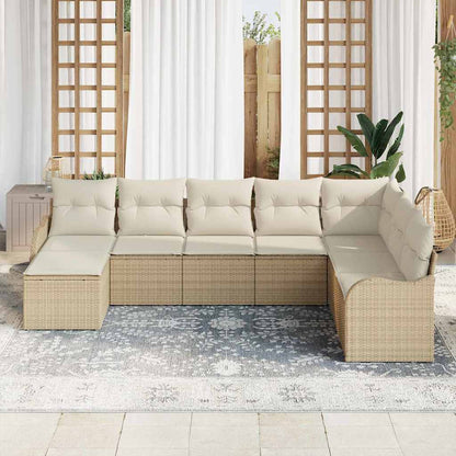 Tuin Sofa Set 8 st Beige en Wit poly rattan