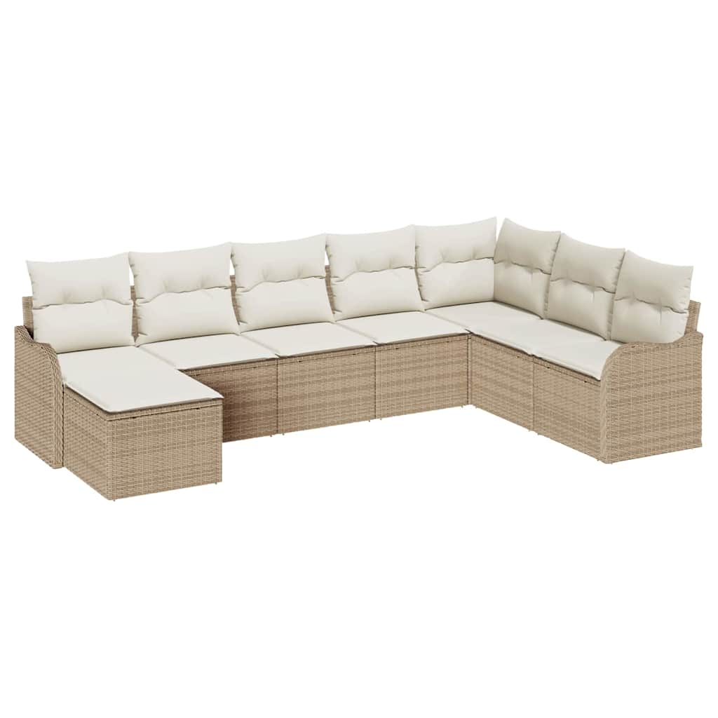 Tuin Sofa Set 8 st Beige en Wit poly rattan
