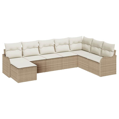 Tuin Sofa Set 8 st Beige en Wit poly rattan