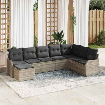 Tuin Sofa Set met kussen 8 pcs Lichtgrijs Poly riet