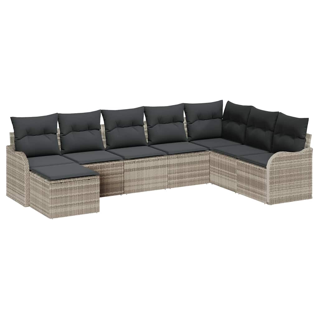 Tuin Sofa Set met kussen 8 pcs Lichtgrijs Poly riet