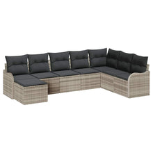 Tuin Sofa Set met kussen 8 pcs Lichtgrijs Poly riet