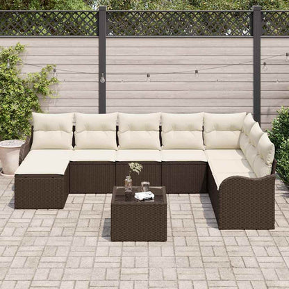 Tuin Sofa Set met kussen 9 pcs Bruin en wit Poly riet