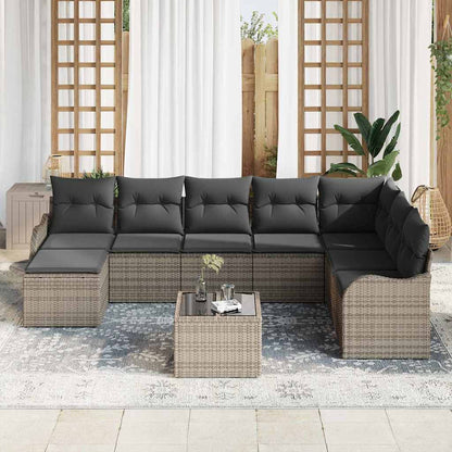 Tuin Sofa Set met opslag 9 pcs Grijs poly rattan