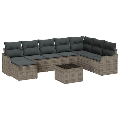 Tuin Sofa Set met opslag 9 pcs Grijs poly rattan