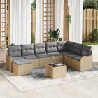 Garden Sofa Set with cushion 9 pcs beige and light grey Poly rattan