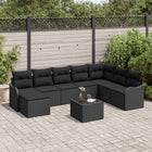 Garden Sofa Set with Cushions 9 pcs Black Poly Rattan
