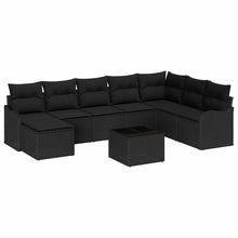 Tuin Sofa Set met kussen 9 pcs Zwart Poly riet