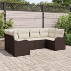 Tuinbankset poly riet 6 personen bruin wit
