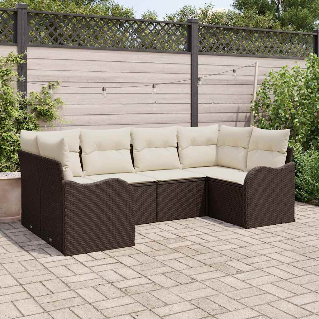Tuin Sofa Set met kussen 6 pcs Bruin en wit Poly riet