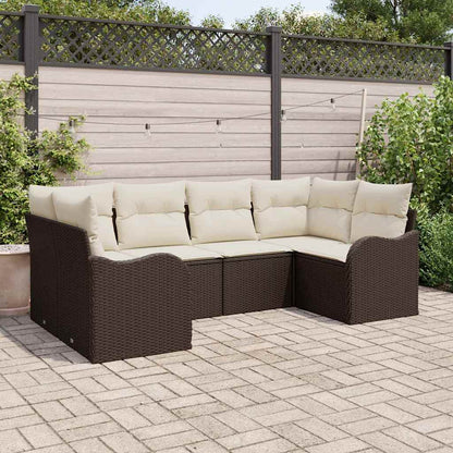 Tuin Sofa Set met kussen 6 pcs Bruin en wit Poly riet