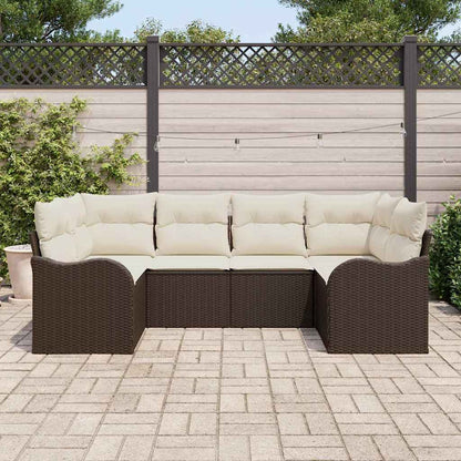 Tuin Sofa Set met kussen 6 pcs Bruin en wit Poly riet