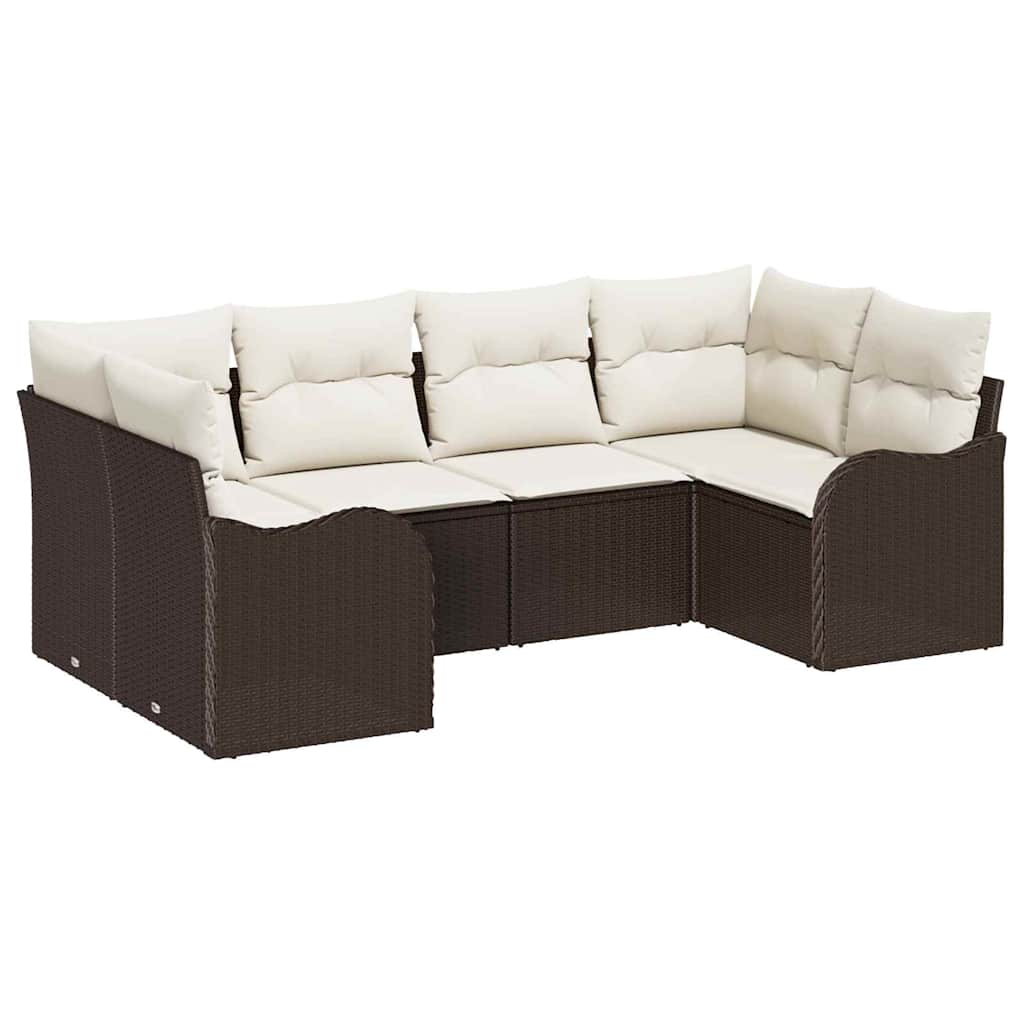 Tuin Sofa Set met kussen 6 pcs Bruin en wit Poly riet
