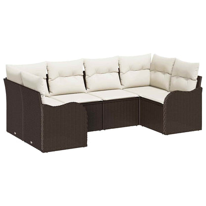 Tuin Sofa Set met kussen 6 pcs Bruin en wit Poly riet