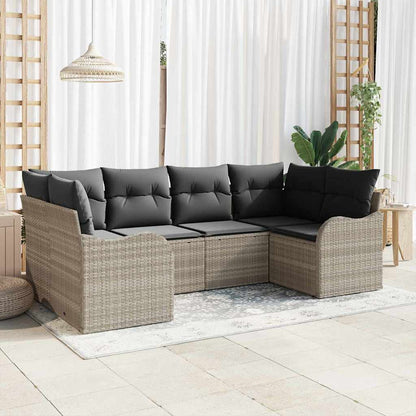 Tuin Sofa Set met kussen 6 pcs Lichtgrijs Poly riet