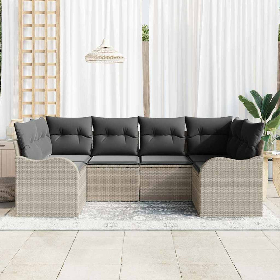 Tuin Sofa Set met kussen 6 pcs Lichtgrijs Poly riet
