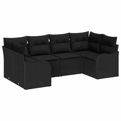 Tuin Sofa Set met kussen 6 pcs Zwart Poly riet