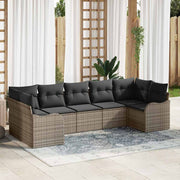 Tuinset poly rotan 7-delig grijs