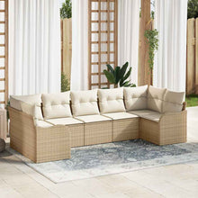 Tuin Sofa Set met kussen 7 pcs Beige en wit Poly riet