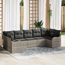 Tuin Sofa Set met kussen 7 pcs Lichtgrijs Poly riet