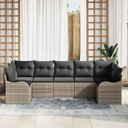 Tuin Sofa Set met kussen 7 pcs Lichtgrijs Poly riet