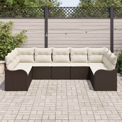 Tuin Sofa Set met opslag 9 pcs Bruin en wit poly rattan