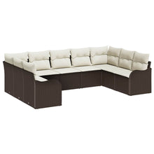 Tuin Sofa Set met opslag 9 pcs Bruin en wit poly rattan