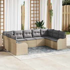 Garden Sofa Set with Storage 9 pcs beige and light grey poly rattan