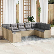 Tuin loungeset 9-delig poly rattan beige lichtgrijs