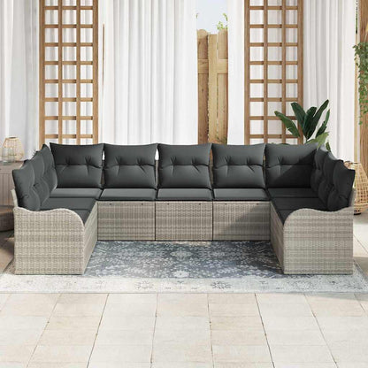 Tuin Sofa Set met opslag 9 pcs Lichtgrijs poly rattan