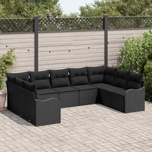 Tuin Sofa Set met opslag 9 pcs Zwart poly rattan
