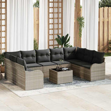 Tuin Sofa Set met opslag 10 pcs Lichtgrijs poly rattan