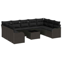 Tuin Sofa Set met kussen 10 pcs Zwart Poly riet