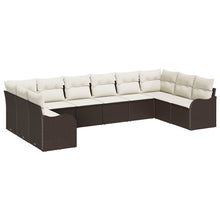 Tuin Sofa Set met opslag 10 pcs Bruin en wit poly rattan