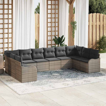 Tuin Sofa Set met opslag 10 pcs Grijs poly rattan
