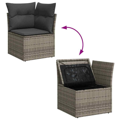 Tuin Sofa Set met opslag 10 pcs Grijs poly rattan