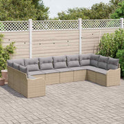 Tuinset poly rattan modulair 10-delig beige lichtgrijs