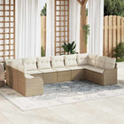 Garden Sofa Set with Storage 10 pcs Beige and White Poly Rattan