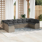 Tuinset poly rotan lichtgrijs 10-delig