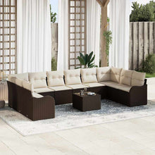 Tuin Sofa Set met opslag 11 pcs Bruin en wit poly rattan