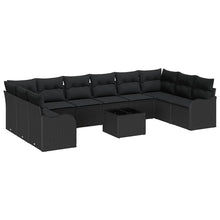 Tuin Sofa Set met opslag 11 pcs Zwart poly rattan