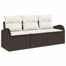 Tuin Sofa Set met kussen 3 pcs Bruin en wit Poly riet