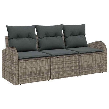 Tuin Sofa Set met kussen 3 pcs Grijs Poly riet