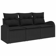 Tuin Sofa Set met kussen 3 pcs Zwart Poly riet
