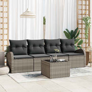 Tuinset poly rattan grijs 5-delig