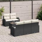 Garden Sofa Set 6 pcs Black and Cream Poly Rattan, Steel and Glass